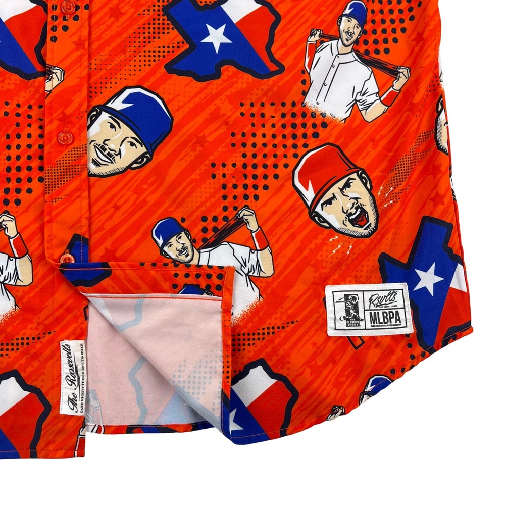 RSVLTS x MLBPA Texas Baseball Shirt Men's 2XL Orange KunuFlex Astros Rangers AOP - Picture 7 of 9
